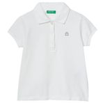 United Colors of Benetton Kız Çocuk Logolu Pike Polo T-Shirt, Beyaz, 12-18 Ay