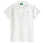 United Colors of Benetton Kız Çocuk Logolu Pike Polo T-Shirt, Beyaz, 3-4 Yaş