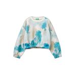 United Colors of Benetton Kız Çocuk Mavi Mix Tamamı Desenli Logo Etiketli Ribanalı Sweatshirt, Mavi Mix, 7-8 Yaş