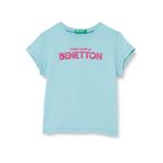 United Colors of Benetton Kız Çocuk Simli Benetton Yazılı T-Shirt Yeşil 10-11 Yaş