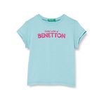 United Colors of Benetton Kız Çocuk Simli Benetton Yazılı T-Shirt Yeşil 7-8 Yaş