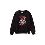 United Colors of Benetton Kız Çocuk Siyah Etek Ucu Logolu Mickey Mouse Baskılı Rahat Kesim Sweatshirt, Siyah, 7-8 Yaş