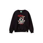 United Colors of Benetton Kız Çocuk Siyah Etek Ucu Logolu Mickey Mouse Baskılı Rahat Kesim Sweatshirt, Siyah, 7-8 Yaş