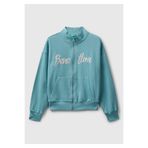 United Colors of Benetton Kız Çocuk Su Yeşili Önü Logo Nakışlı Cepli Fermuarlı Dik Yaka Sweatshirt