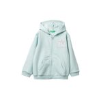 United Colors of Benetton Kız Çocuk Su Yeşili Renk Bloklu Payet Nakışlı Fermuarlı Kapüşonlu Şardonlu Sweatshirt, 5-6-yas, 225A39M2G5045, Su Yeşili, kız-çocuk
