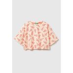 United Colors Of Benetton Kız Çocuk Tamamı Baskı Detaylı Oversize Crop T-Shirt Turuncu 6-12 Yaş - 11 - 12 Yaş