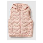 United Colors of Benetton Kız Çocuk Toz Pembe Simli Logo İşlemeli Kapüşonlu Yelek