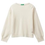 United Colors Of Benetton Kız Çocuk Yün Karışımlı Kolu Ribanalı Kazak,Krem 6-7 Yaş