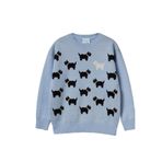 United Colors of Benetton Kız Çocuk Yün Karışımlı Köpek Desenli Triko, 7-8 Yaş, 226P1VUDQ109E, Açık Mavi, Kız Çocuklar
