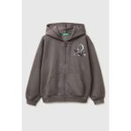 United Colors Of Benetton Koyu Kahverengi Kadın / Kız Kj_önü Payetli Logolu Cepli Kapüşonlu Şardonlu Sweatshirt Model Kodu: 39M2C505OKOYU Kahve - 11 - 12 Yaş