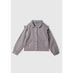 United Colors Of Benetton Lila Kadın / Kız KK_%100 Liyosel Taş Yıkama Omzu Fırfırlı Denim Ceket Model Kodu: ( 21AQGN03QLİLA) - 5 - 6 Yaş - Mor