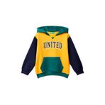United Colors of Benetton Logo Baskılı Kanguru Cepli Kapüşonlu Sweatshirt Erkek Çocuk Kapüşonlu Sweatshirt, Sarı Mix, 82