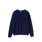 United Colors of Benetton Merino Mavi Bisiklet Yaka Erkek Kazak