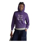 United Colors of Benetton Pamuk Karışımlı Önü Yazı Baskılı Kapüşonlu Sweatshirt, s, 125A3WNWD201C, Mor, kadın
