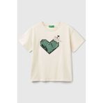United Colors Of Benetton Pamuklu Payetli Boxy Fit Bisiklet Yaka T Shirt Kız Çocuk T Shirt 3ı1xc10ny - Beyaz - 6 - 7 Yaş