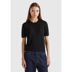 United Colors Of Benetton Siyah Kadın / Kız BN_%100 Yün Bisiklet Yaka Yarım Kollu Kazak Model Kodu: ( 11AHD10AY700) - XS