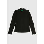 United Colors Of Benetton Siyah Kadın / Kız Kj_logo Etiketli Fırfır Detaylı Bebe Yaka Uzun Kollu T-Shirt Model Kodu: 381PC10RC100 - 11 - 12 Yaş