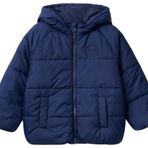 United Colors of Benetton Sol Göğsü Logo Yamalı Önü Cepli Kapüşonlu Fermuarlı Mont Erkek Çocuk Mont, Lacivert, 82