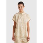 United Colors Of Benetton Turkuaz Kadın / Kız BN_%100 Pamuk Tamamı Desenli Kolu Büzgülü Gömlek Model Kodu: 5OA9DQ03D73G - XS