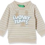 United Colors of Benetton Unisex Bebek Looney Tunes Baskılı Bisiklet Yaka Sweatshirt Sweatshirt, Bej , 0-1 Ay