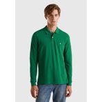 United Colors of Benetton Uzun Kol Polo T-Shirt Erkek Polo Tişört, Yeşil, S