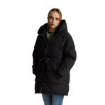 United Colors of Benetton Uzun Şişme Mont, M, 125A22T6DN087, Siyah, Kadın