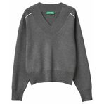 United Colors of Benetton V Yaka Kazak, XL, 125A17Q3D403J, Antrasit Melanj, Kadın