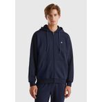 United Colors of Benetton%100 Pamuk Dar Kesim Fermuarlı Kapüşonlu Sweatshirt Erkek Kapüşonlu Sweatshirt, Lacivert, S
