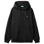 United Colors of Benetton%100 Pamuk Dar Kesim Fermuarlı Kapüşonlu Sweatshirt Erkek Kapüşonlu Sweatshirt, Siyah, M