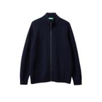 United Colors of Benetton%100 Yün Fermuarlı Hırka, 2XL, 125A1006U501C, Lacivert, Erkek