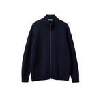United Colors of Benetton%100 Yün Fermuarlı Hırka, M, 125A1006U501C, Lacivert, Erkek