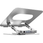 Unıtek 360 Derece Döner 5in1 Metal Notebook Standı (Ethernet, 2xusd3.0, Hdmı, 100W Pd) (D1109B01) - Açık Gri