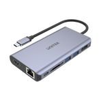 UNITEK Hub USB-C MST Triple Ekran, 2 x HDMI + VGA, 1 x USB-A Port ve USB-C Power Delivery 100W │ USB 3.1 5 Gbps, 4K@30Hz, 2K@60Hz, Alüminyum, SuperSpeed