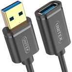 UNITEK USB 3.0 A Fiş USB A Jak/Uzatma Kablosu / 2 Metre, Siyah/Uzatma Yazıcı, Klavye, Kart Okuyucu vs. için/Y-C459GBK