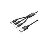 Unıtek Usb-A 3İn1 Hızlı Sarj Kablosu 1.2Mt 2.4A Mıcro Usb, Type-C, Lıghtnıng C14049bk