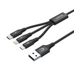 Unitek USB-A to 3in1 Hızlı Şarj Destekli 2.4A 1.2Mt Çoklu Şarj Kablosu E-Marker (C14049BK)