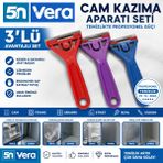 Universal 3’lü Cam Kazıma Aparatı | Etiket, Boya, Silikon Temizleme | Çizmeden Temizlik