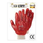 Universal 9000 TECHNO TAM KAPLI PVC ELDİVEN (N0:10) KIRMIZI (12 ÇİFT) İŞ ELDİVENİ