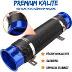 Universal Akordiyon Açık Hava Filtre Borusu Performans ve Ses Arttırıcı Uzayan Esnek Hortum 75 mm Hava Filtre Uzatma Sprali Mavi