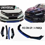 Üniversal Esnek 4 Parça MAVİ Dilli Lip Piano Black Flaplı Kanatlı ABS Plastik