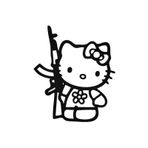 Universal Hello Kitty With Gun Araba Oto Arma Duvar Ev Dekoratif Çıkartma Sticker 20 Cm