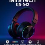 Universal Kensa KB-942 Kablosuz Bluetooth Kulaklık Beyaz | Hi-Fi Stereo Ses | Rgb Işıklı | - Siyah