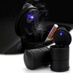 Üniversal Mavi Led Işıklı Spor Oto Küllük Kapaklı Bardaklıklı Araç İçi Küllük Araba Küllüğü Siyah