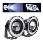Üniversal Mercekli Angel Sis Farı Metal Su Geçirmez 76 mm Beyaz Halkalı Angel Eyes