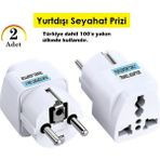 Universal Seyahat Adaptörü Yurtdışı Prizi Seyahat Prizi Priz Çevirici Priz Dönüştürücü (2 Adet) - Beyaz
