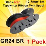 Unıversal Twın Spool Gr.24 (12.7mmx5mt) Black Siyah Muadil çift Makara Daktilo Şeridi