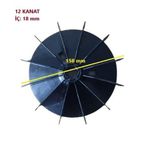 Universal Volt Elektrik Motoru Pervanesi 90 Tip Mon.18*158Mm 12 Kanatlı (Siyah)