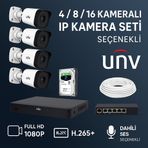 Uniview UNV Sesli 4MP Sesli 4 - 8 - 16 Kameralı H265+ Ultra HD Tak Çalıştır IP Set Seçenekli Hazır Kamera Seti Kendi Setini Oluştur