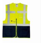 Uniwest UW-211 Reflektörlü Cepli Mühendis Ikaz Yeleği Sarı-Lacivert - 3XL