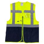 Uniwest UW-216 Baskısız Sarı Lacivert Cepli Mühendis Yönetici Yeleği